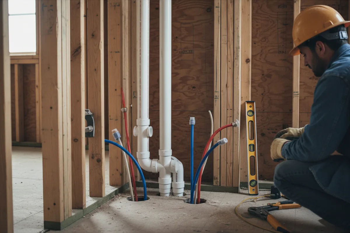 Drain and supply rough-in during Leak Detection in Mazon